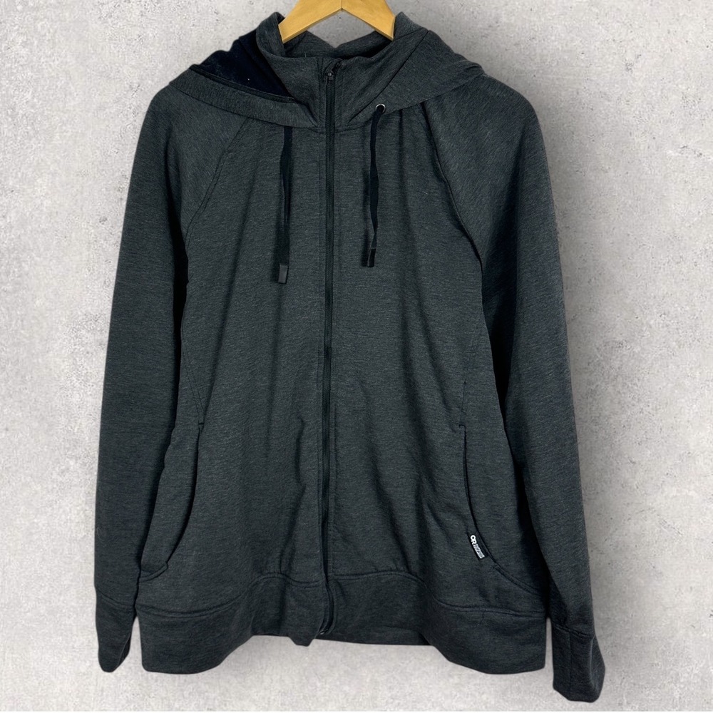 Outdoor Research Womens‎ Emersion Fleece Grey Full Zip Hoodie Jacket Size XL UPF